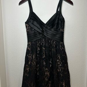 BCBGMaxAzria Black and Tan Lace Mini Dress